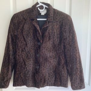 Charles Gray London Leopard Print Faux Fur Blazer L